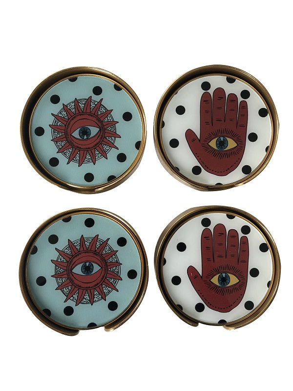 Coasters set "Sun-Hand-Eye"