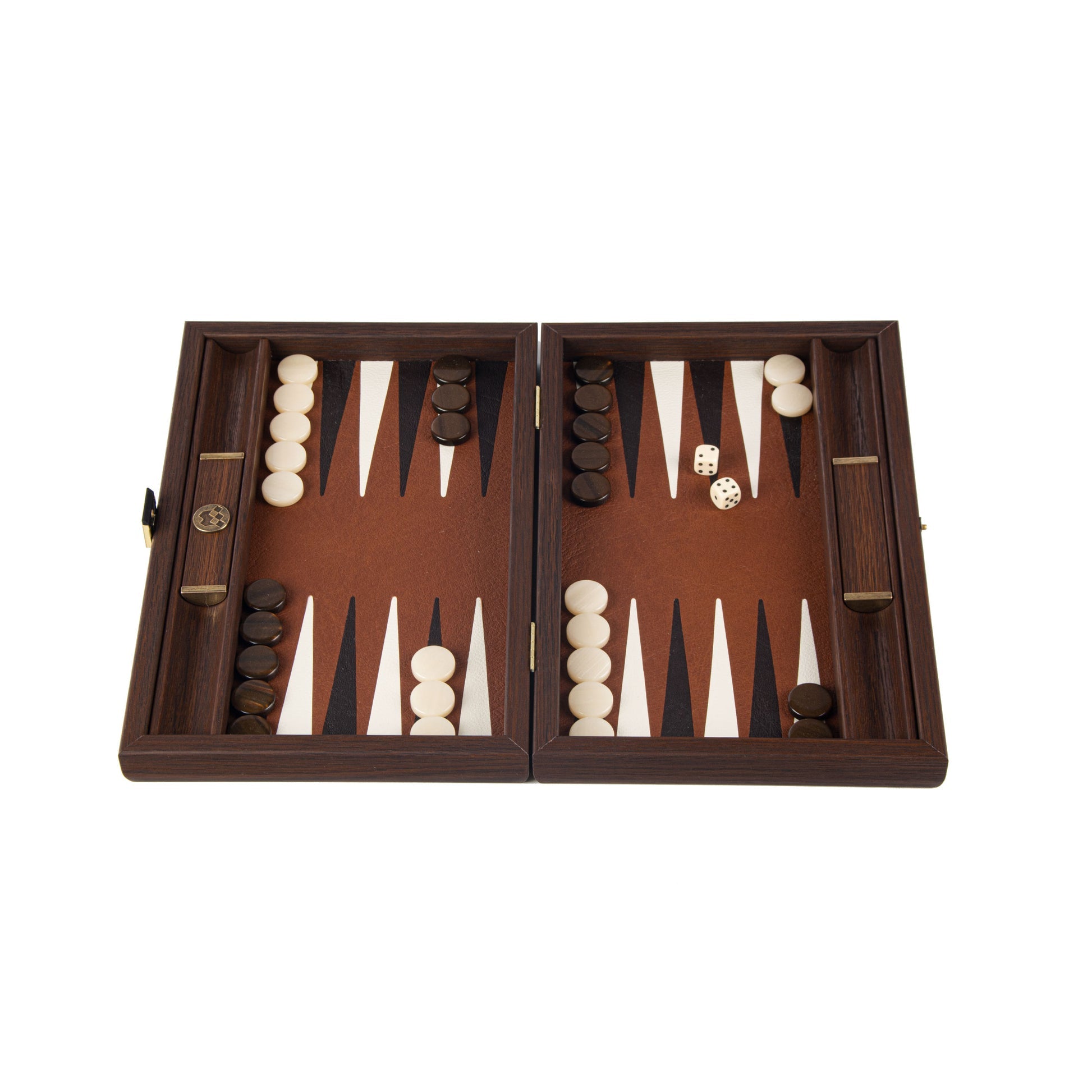 Premium Handcrafted Leatherette Caramel Brown Backgammon