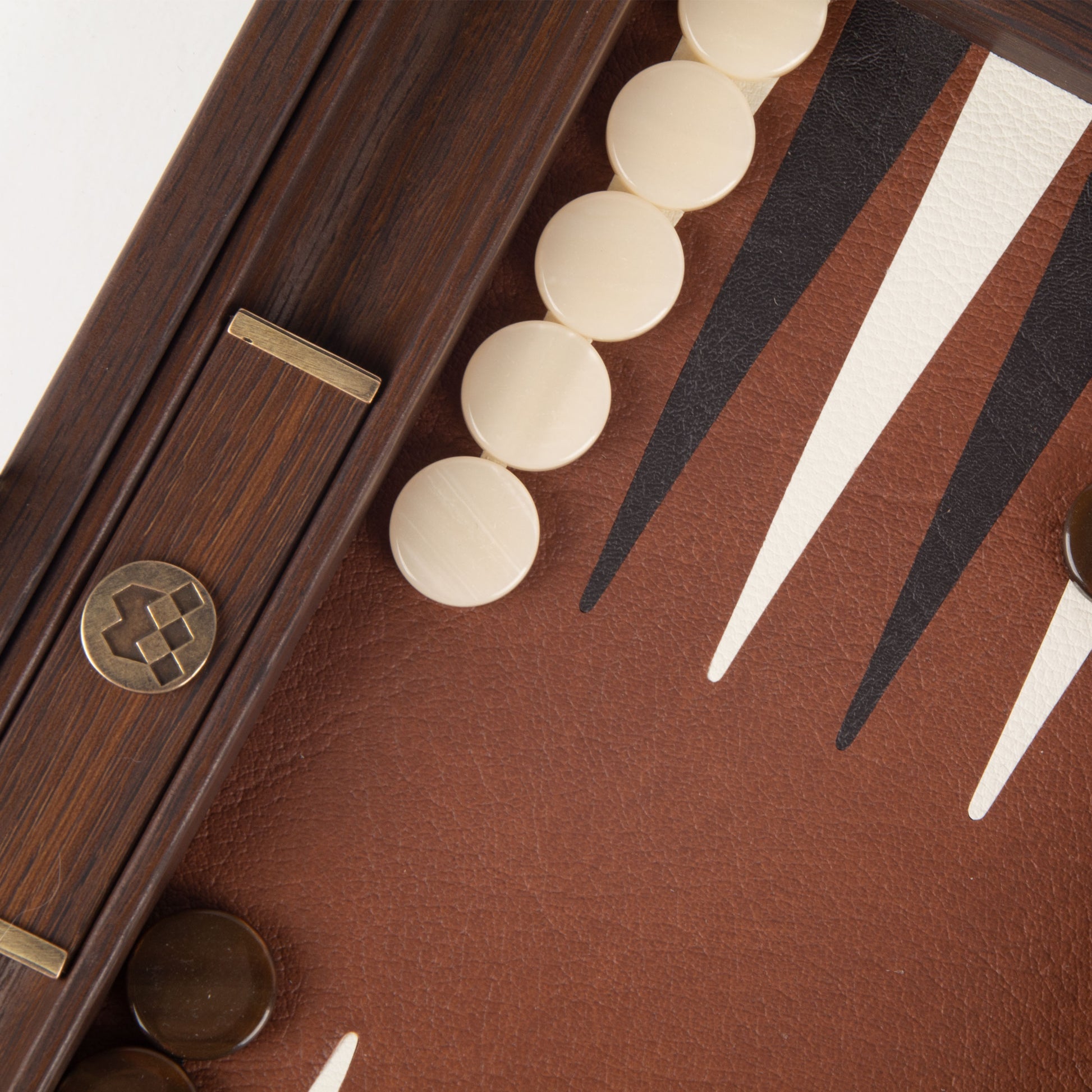 Premium Handcrafted Leatherette Caramel Brown Backgammon