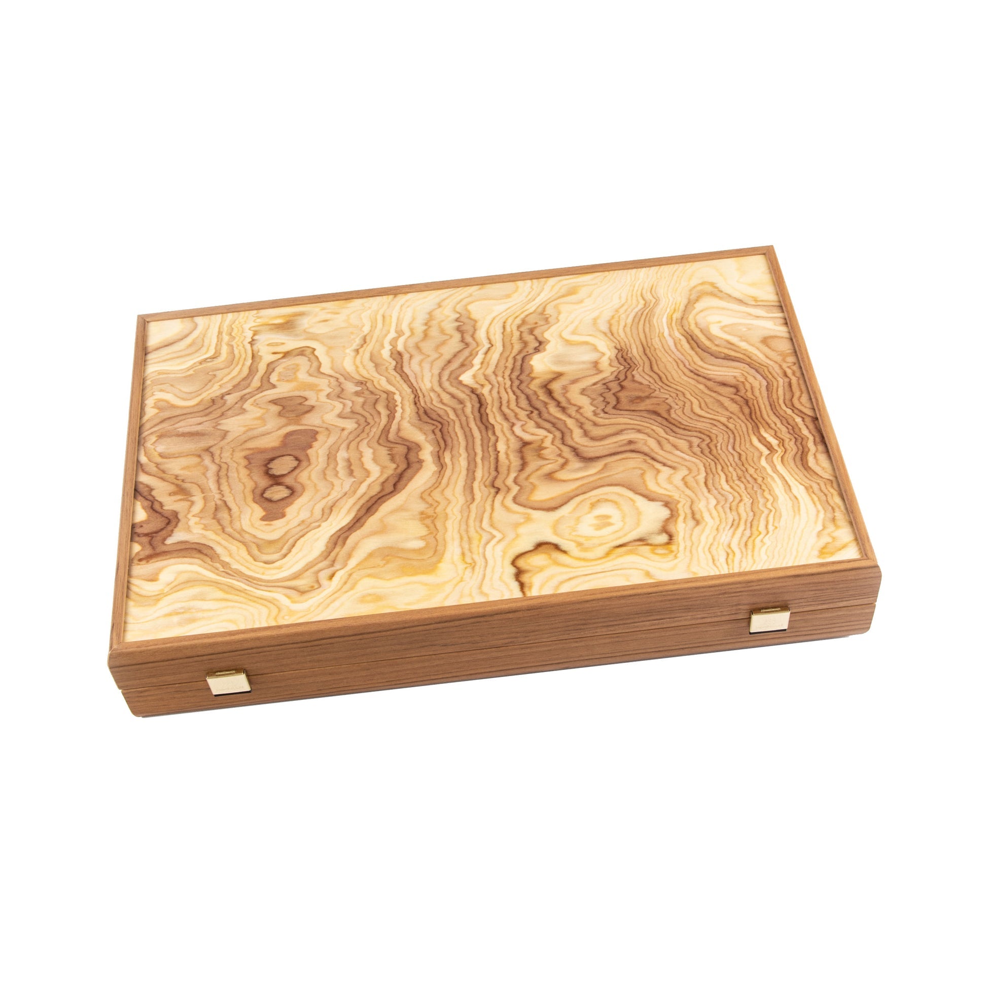Premium Handcrafted Olive Burl Backgammon Set with Olive Wood Checkers