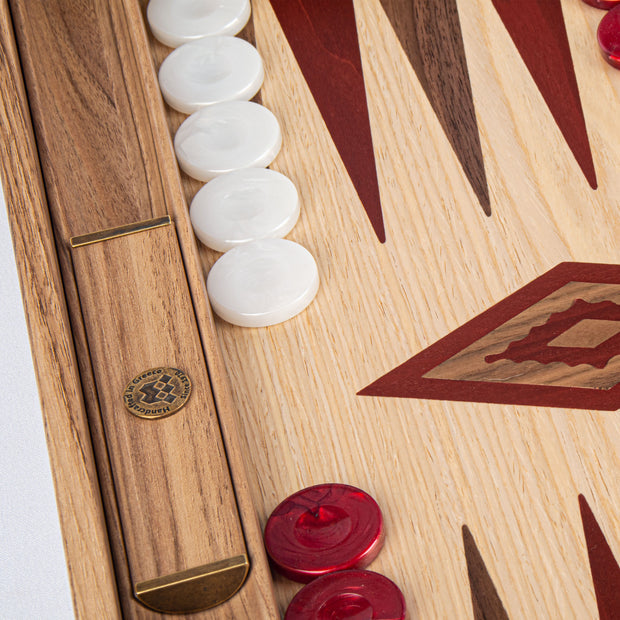 Handcrafted Oak & American Walnut Backgammon Set with Side Racks