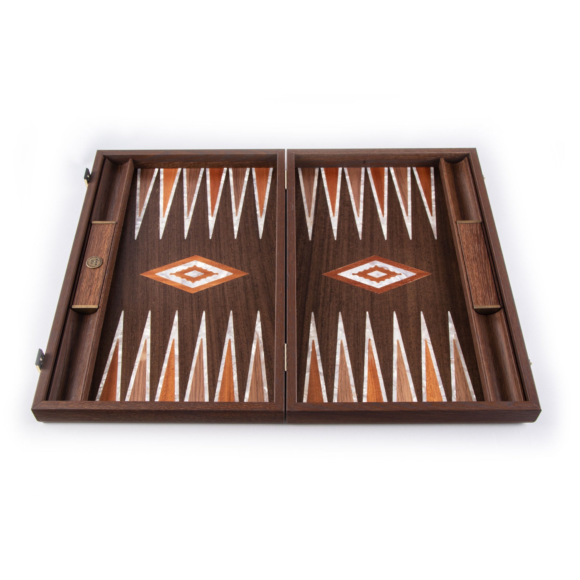 Premium Handcrafted Natural Burl Backgammon with Pearl Elements