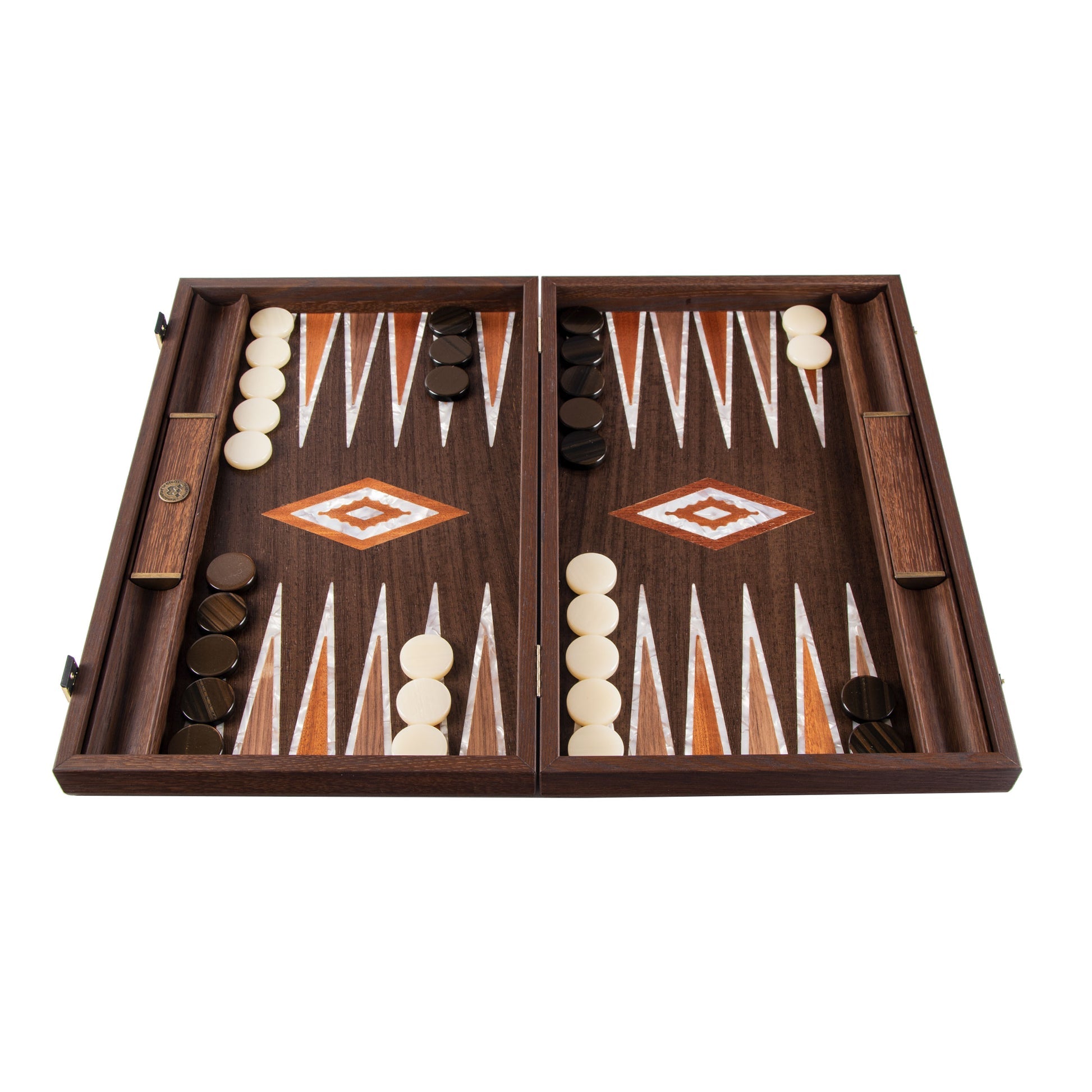 Premium Handcrafted Natural Burl Backgammon with Pearl Elements