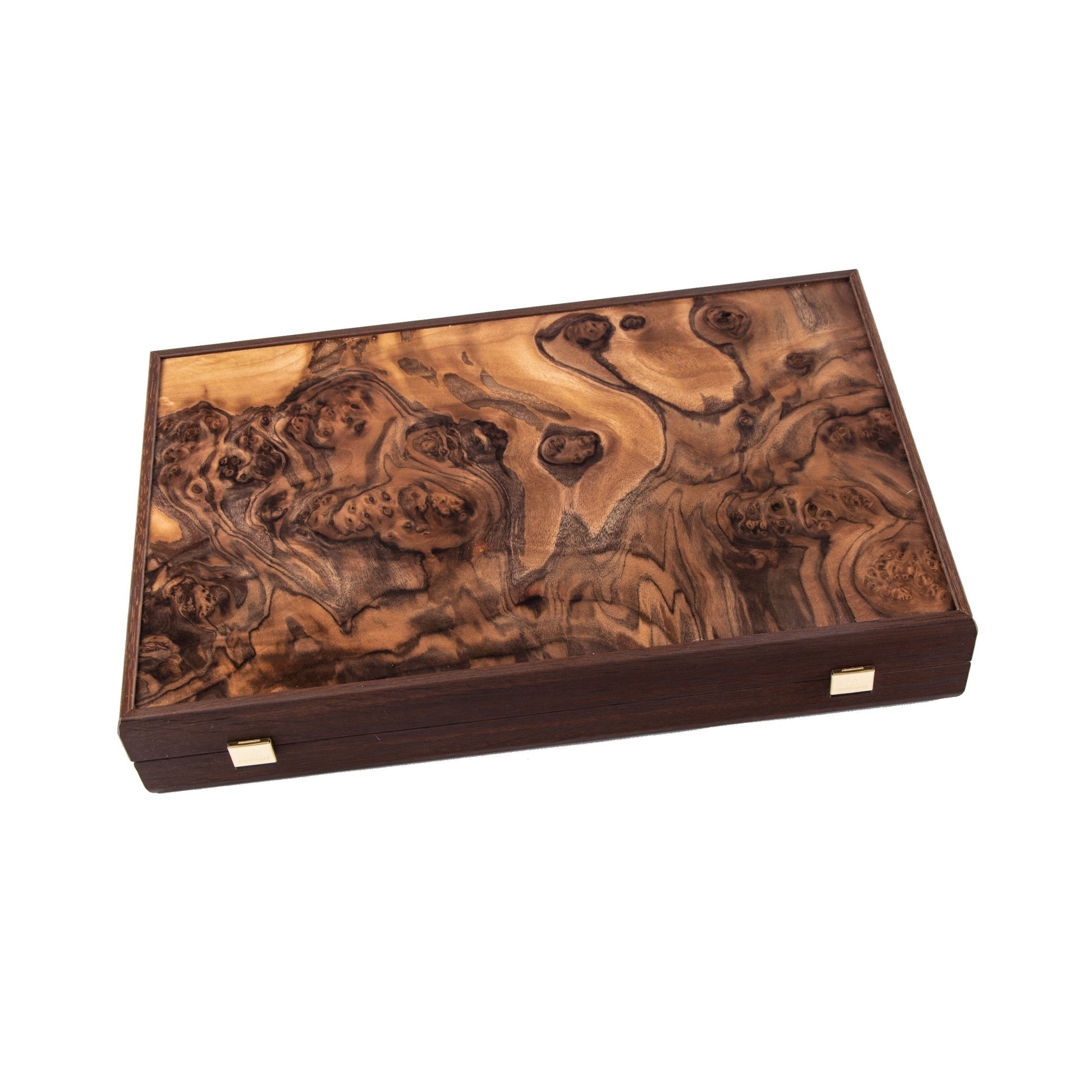 Premium Handcrafted Natural Burl Backgammon with Pearl Elements
