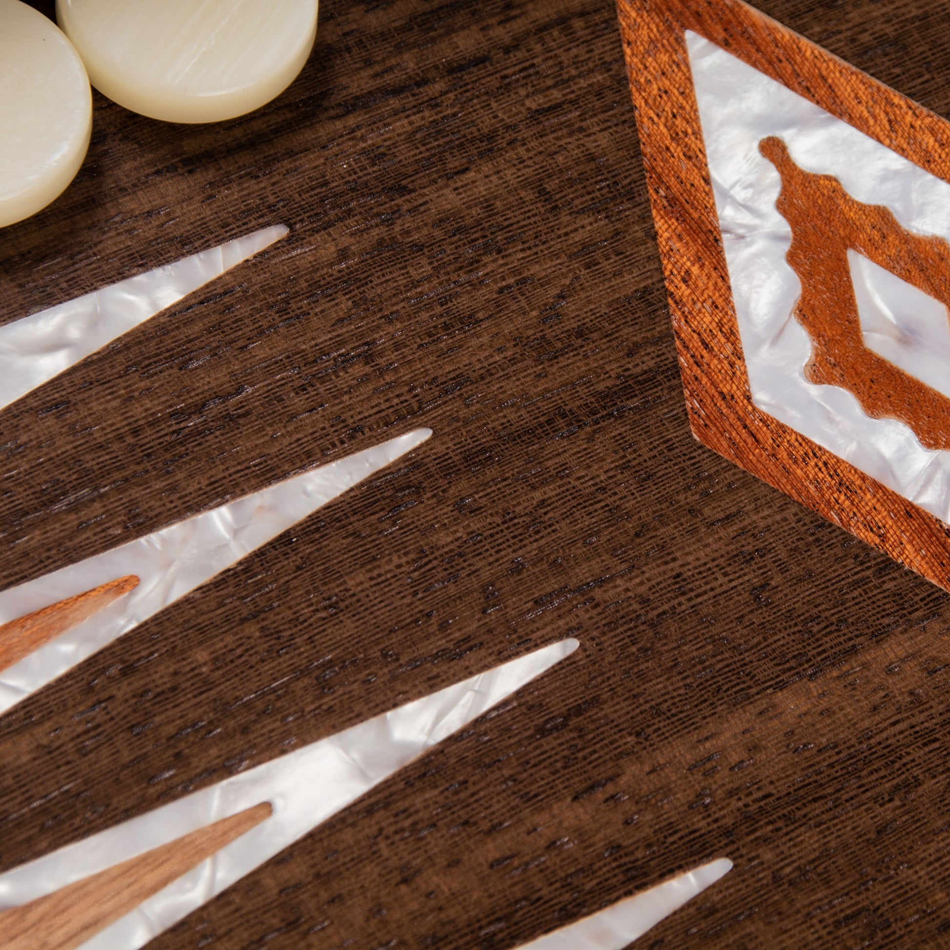 Premium Handcrafted Natural Burl Backgammon with Pearl Elements