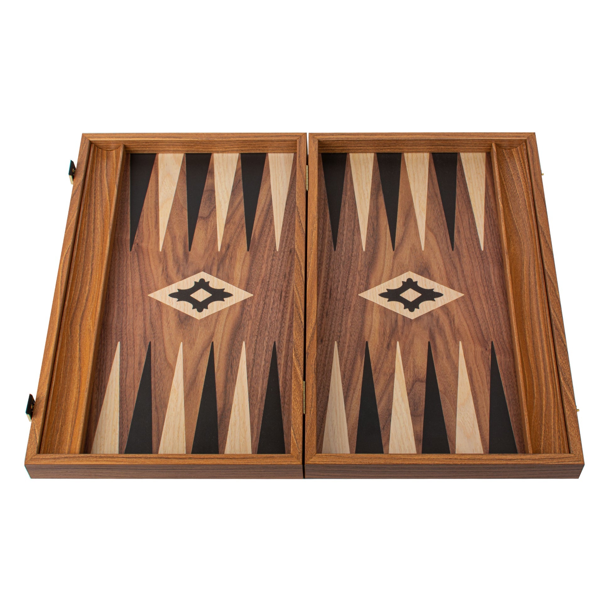 Handcrafted Walnut Replica Wood Backgammon Set with Side Racks