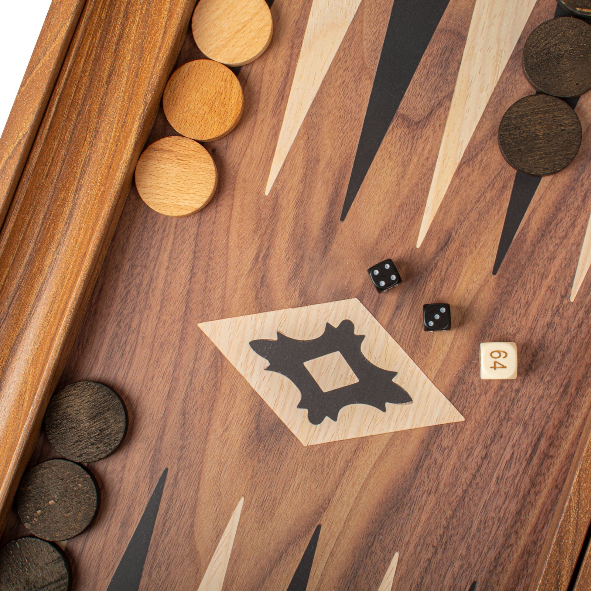 Handcrafted Walnut Replica Wood Backgammon Set with Side Racks