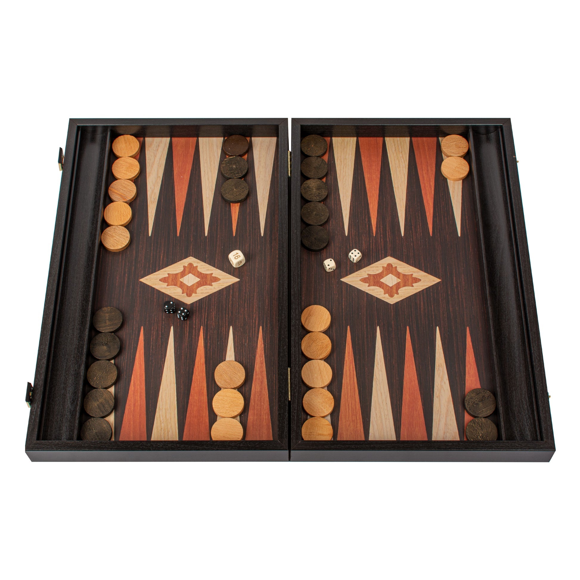 Handcrafted Wenge Replica Wood Backgammon Set with Side Racks