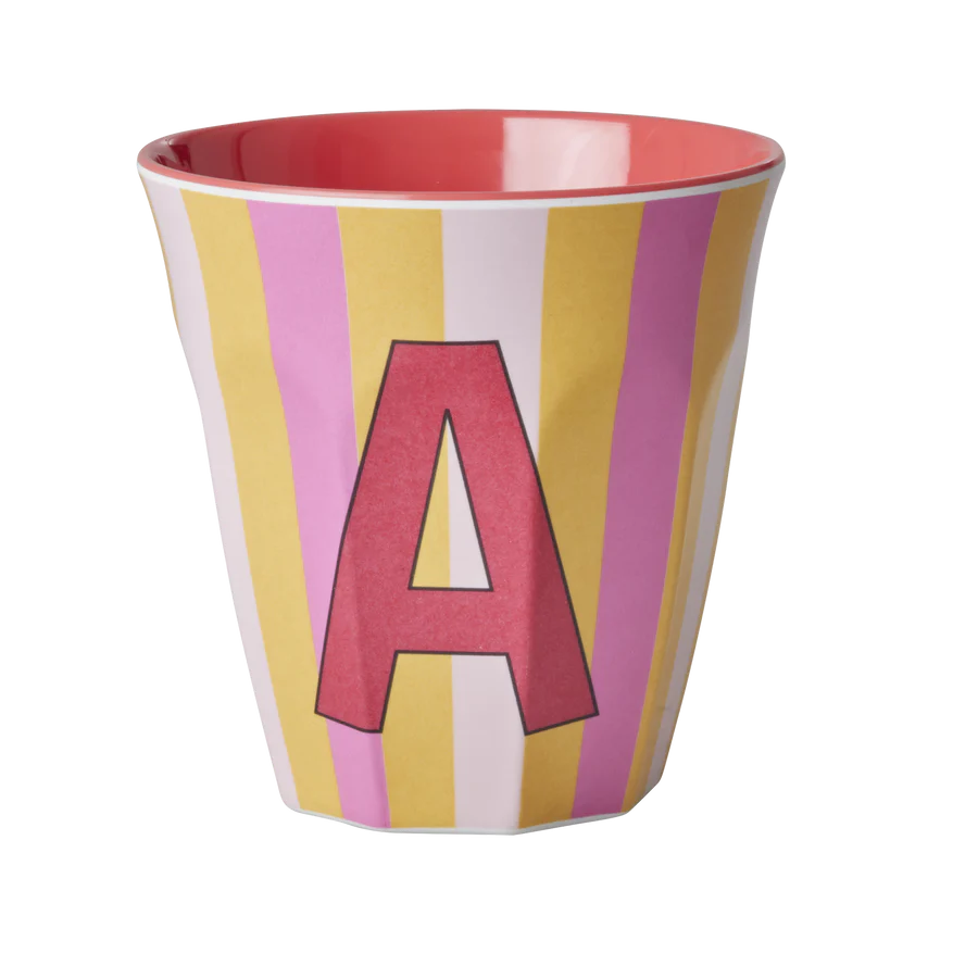 Alphabet Melamine Cups (Pink Stripes)