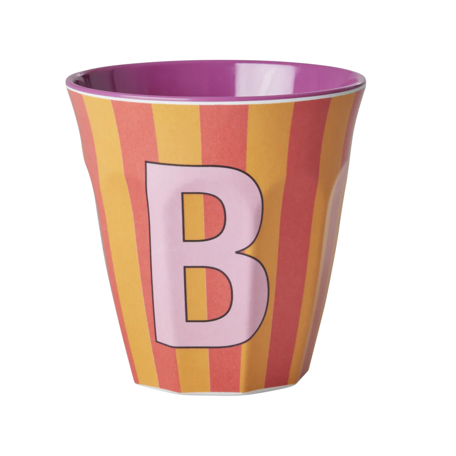 Alphabet Melamine Cups (Pink Stripes)