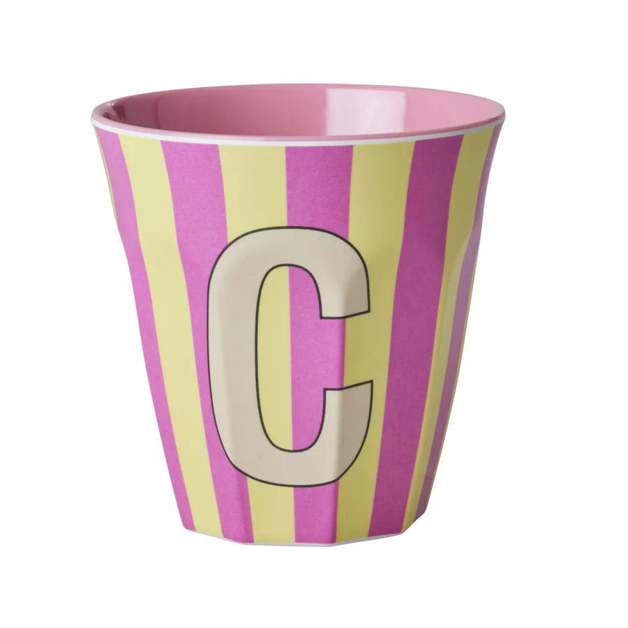 Alphabet Melamine Cups (Pink Stripes)