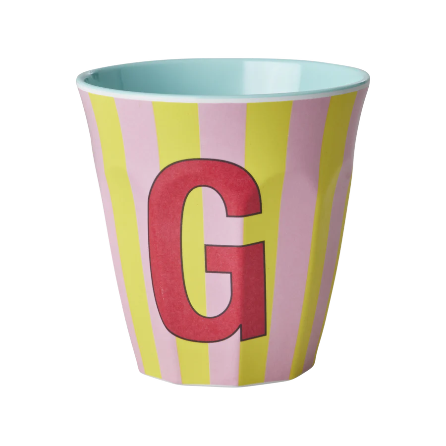 Alphabet Melamine Cups (Pink Stripes)