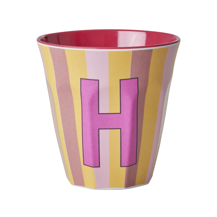 Alphabet Melamine Cups (Pink Stripes)