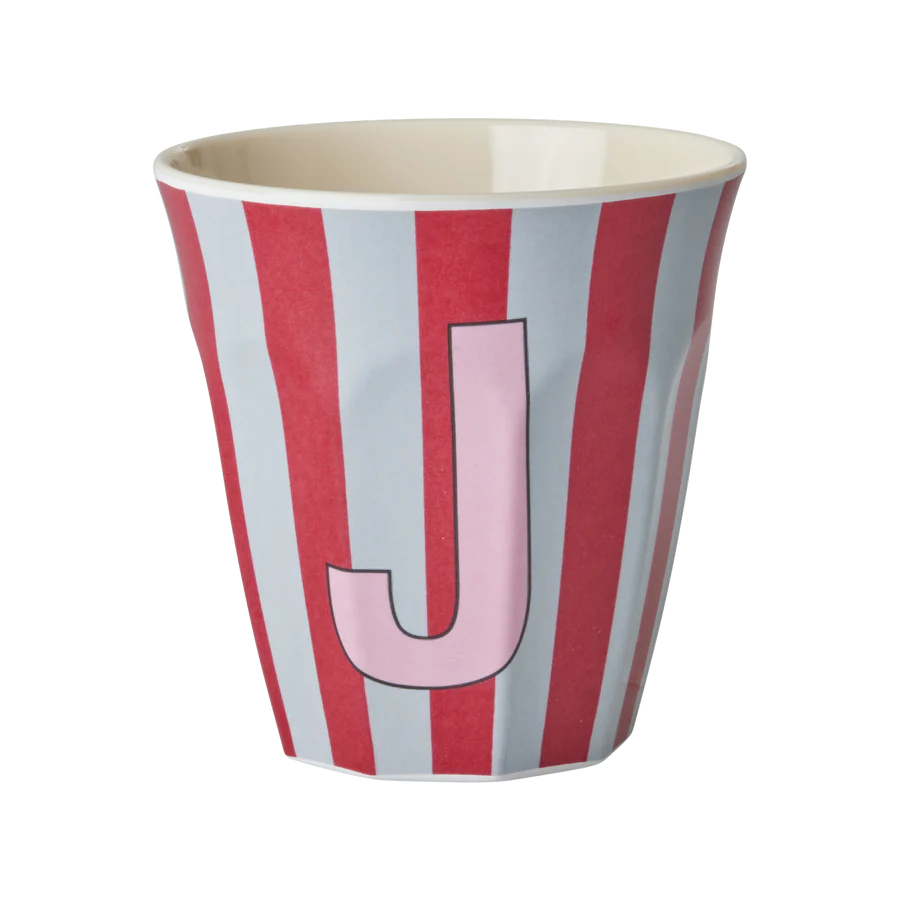 Alphabet Melamine Cups (Pink Stripes)