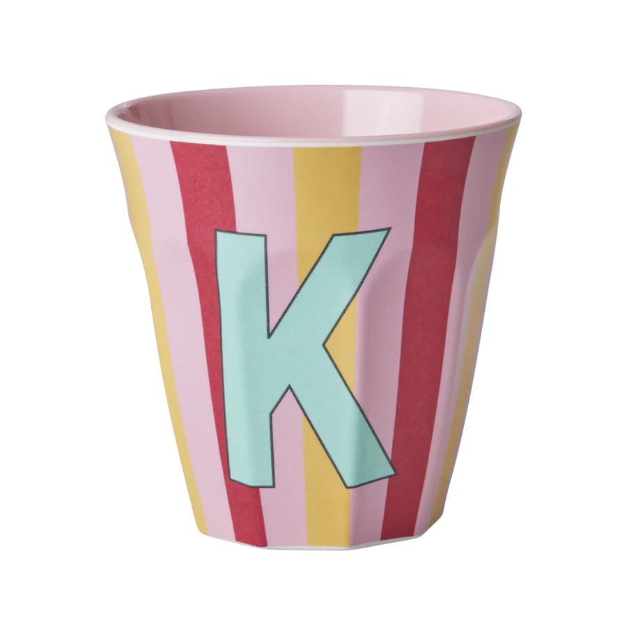 Alphabet Melamine Cups (Pink Stripes)