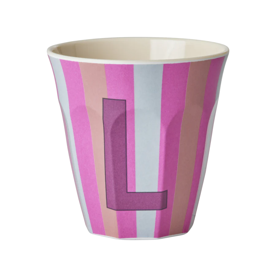 Alphabet Melamine Cups (Pink Stripes)