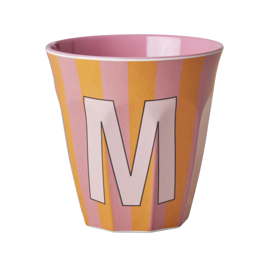 Alphabet Melamine Cups (Pink Stripes)