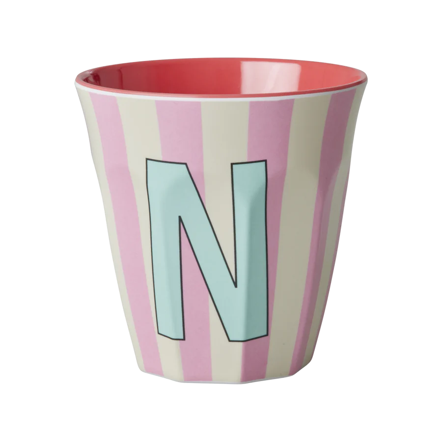 Alphabet Melamine Cups (Pink Stripes)