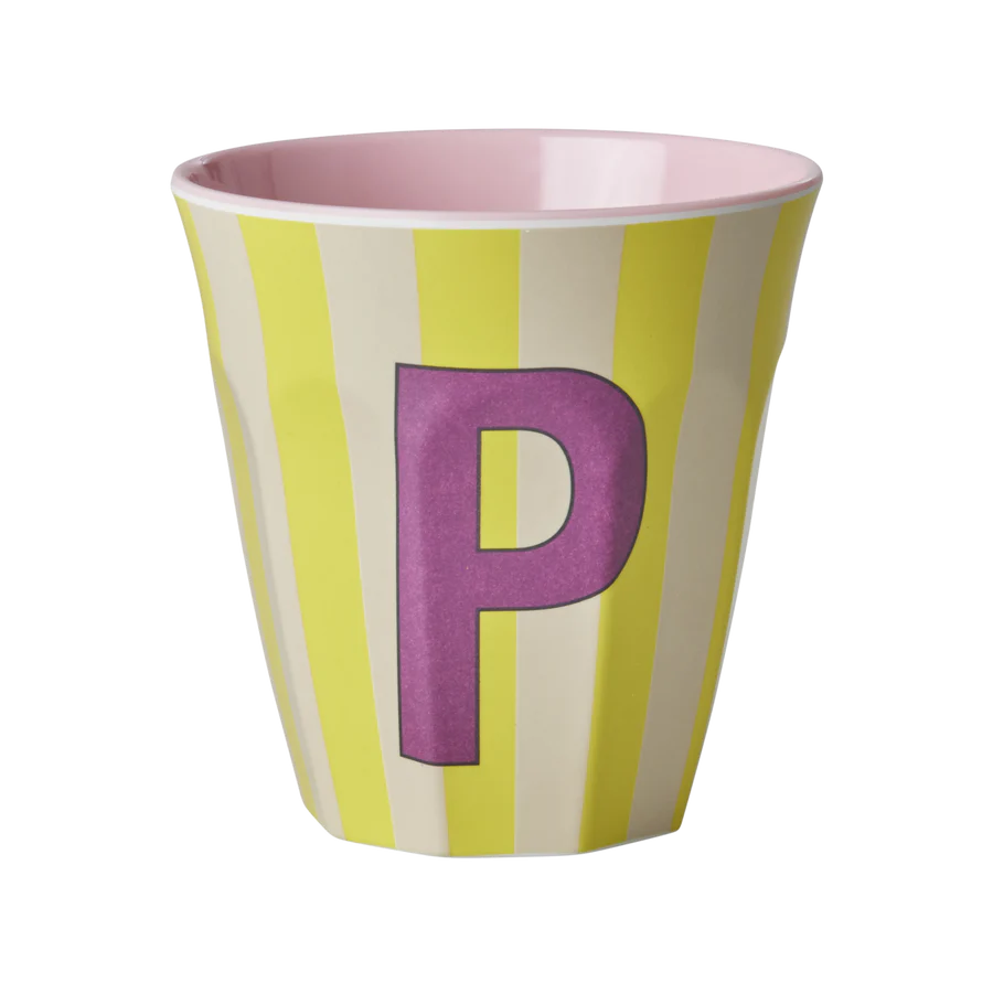 Alphabet Melamine Cups (Pink Stripes)