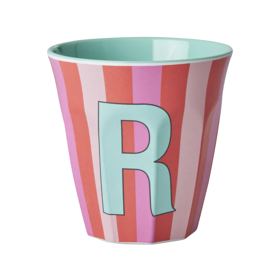 Alphabet Melamine Cups (Pink Stripes)