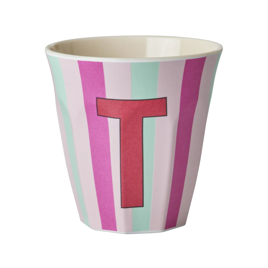Alphabet Melamine Cups (Pink Stripes)