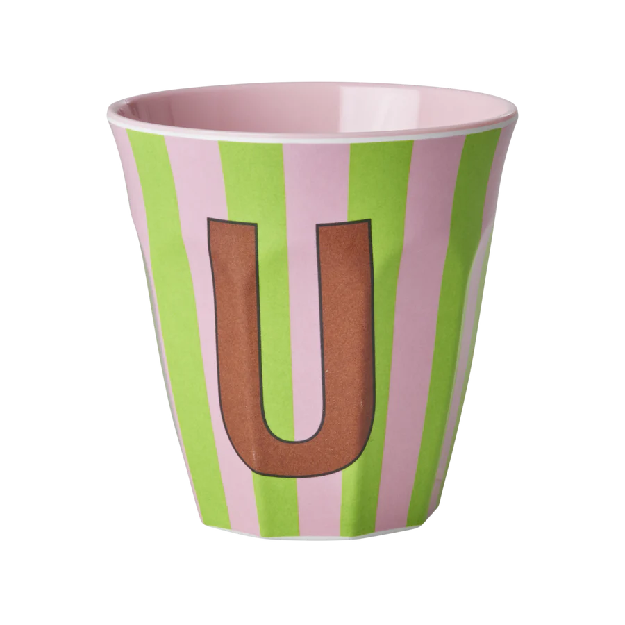 Alphabet Melamine Cups (Pink Stripes)