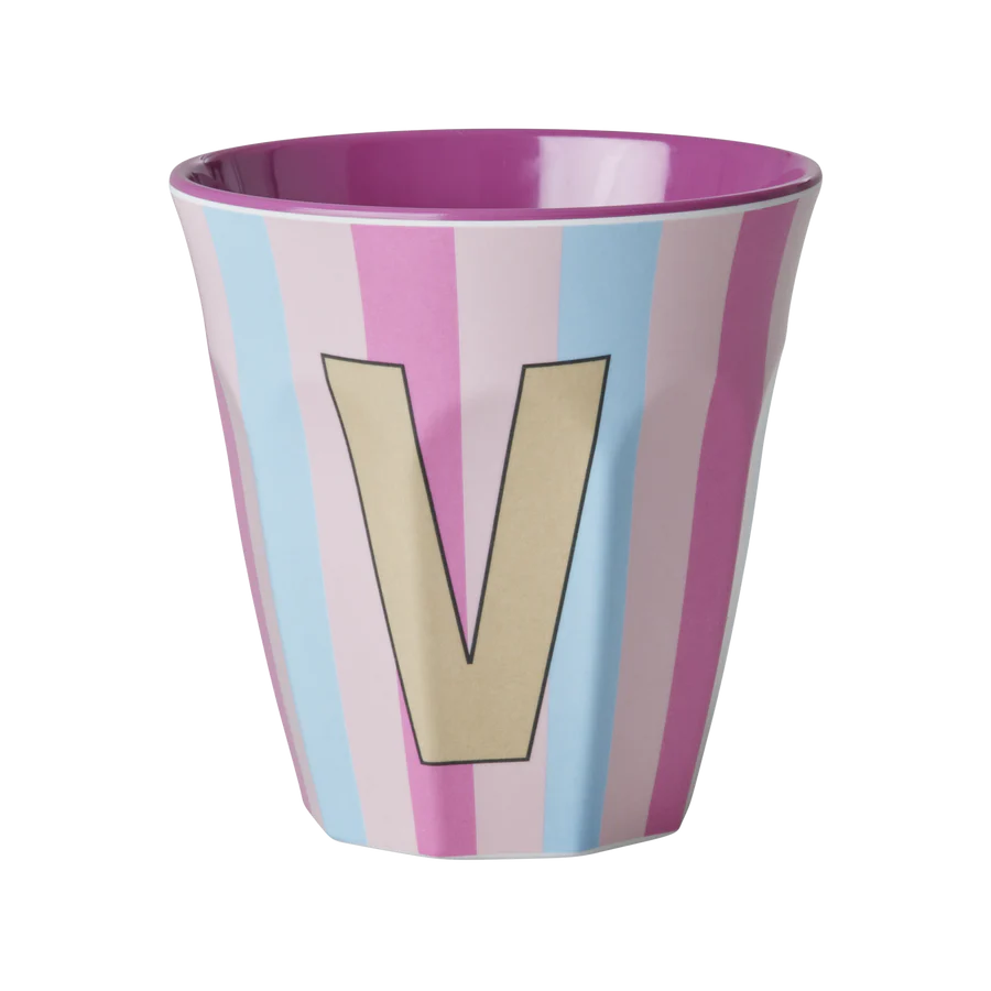 Alphabet Melamine Cups (Pink Stripes)