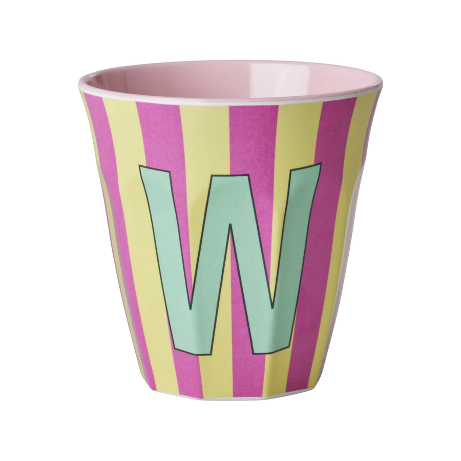 Alphabet Melamine Cups (Pink Stripes)