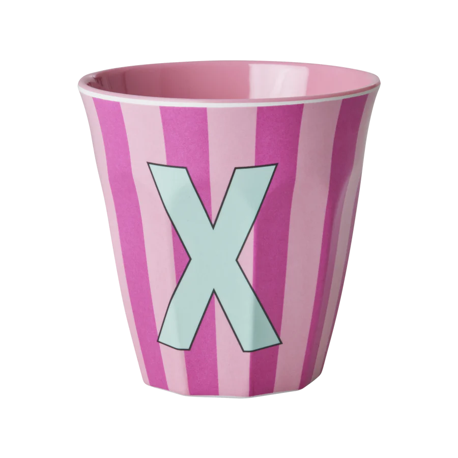 Alphabet Melamine Cups (Pink Stripes)