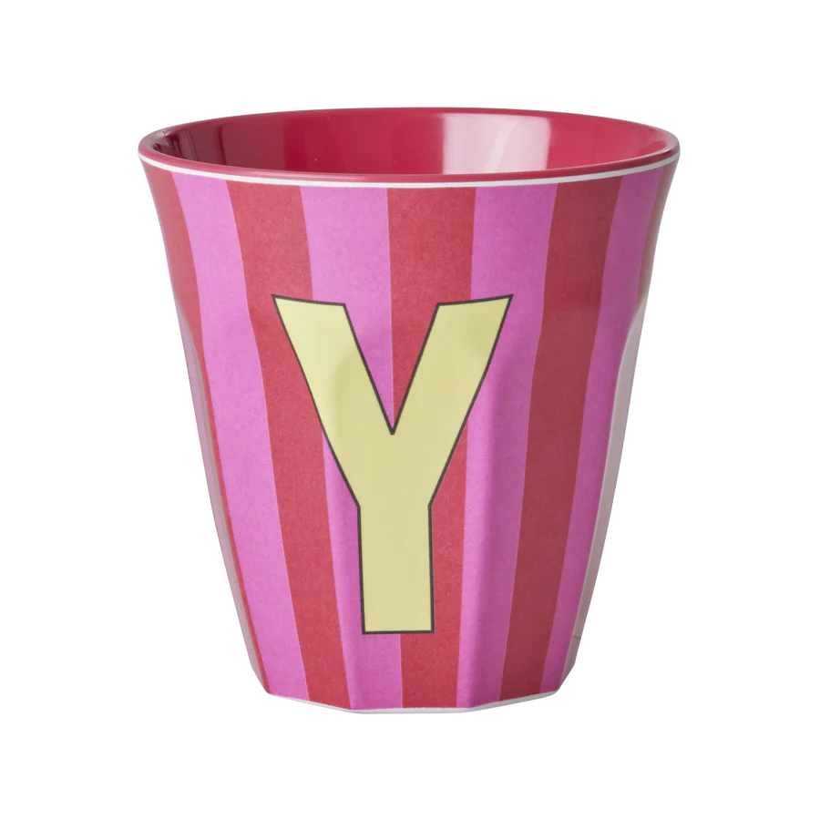 Alphabet Melamine Cups (Pink Stripes)