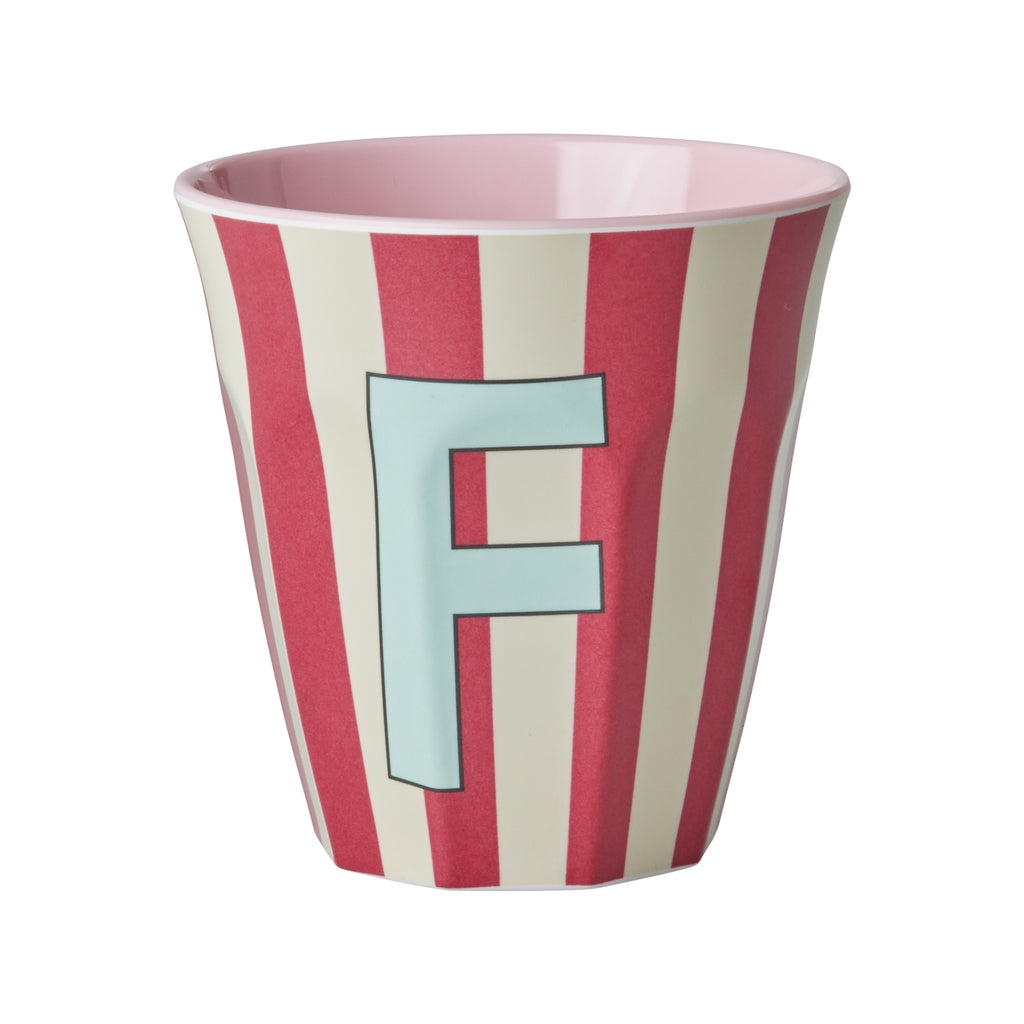 Alphabet Melamine Cups (Pink Stripes)
