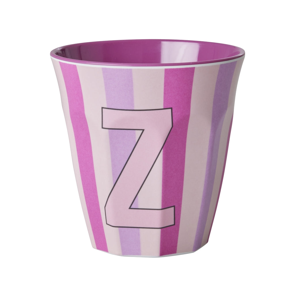 Alphabet Melamine Cups (Pink Stripes)
