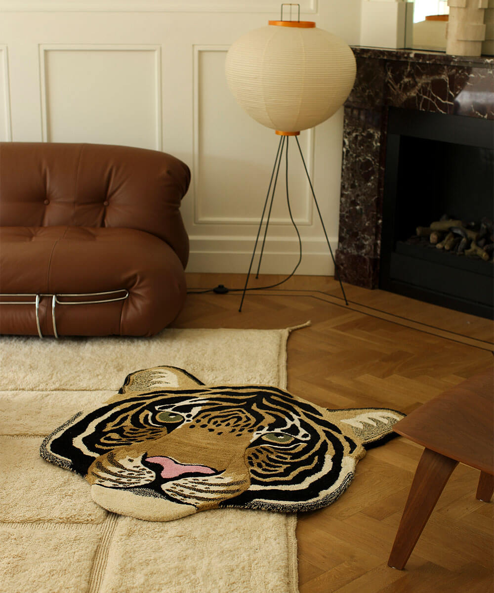 Hand-Tufted Rajah Tiger Head Rug