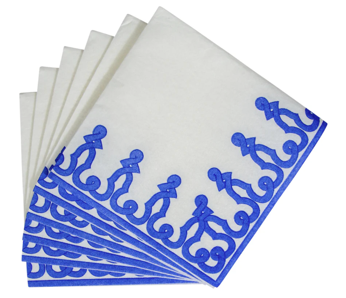 Caspari Airlaid Dessin Passementerie Riviera Blue Paper Napkins