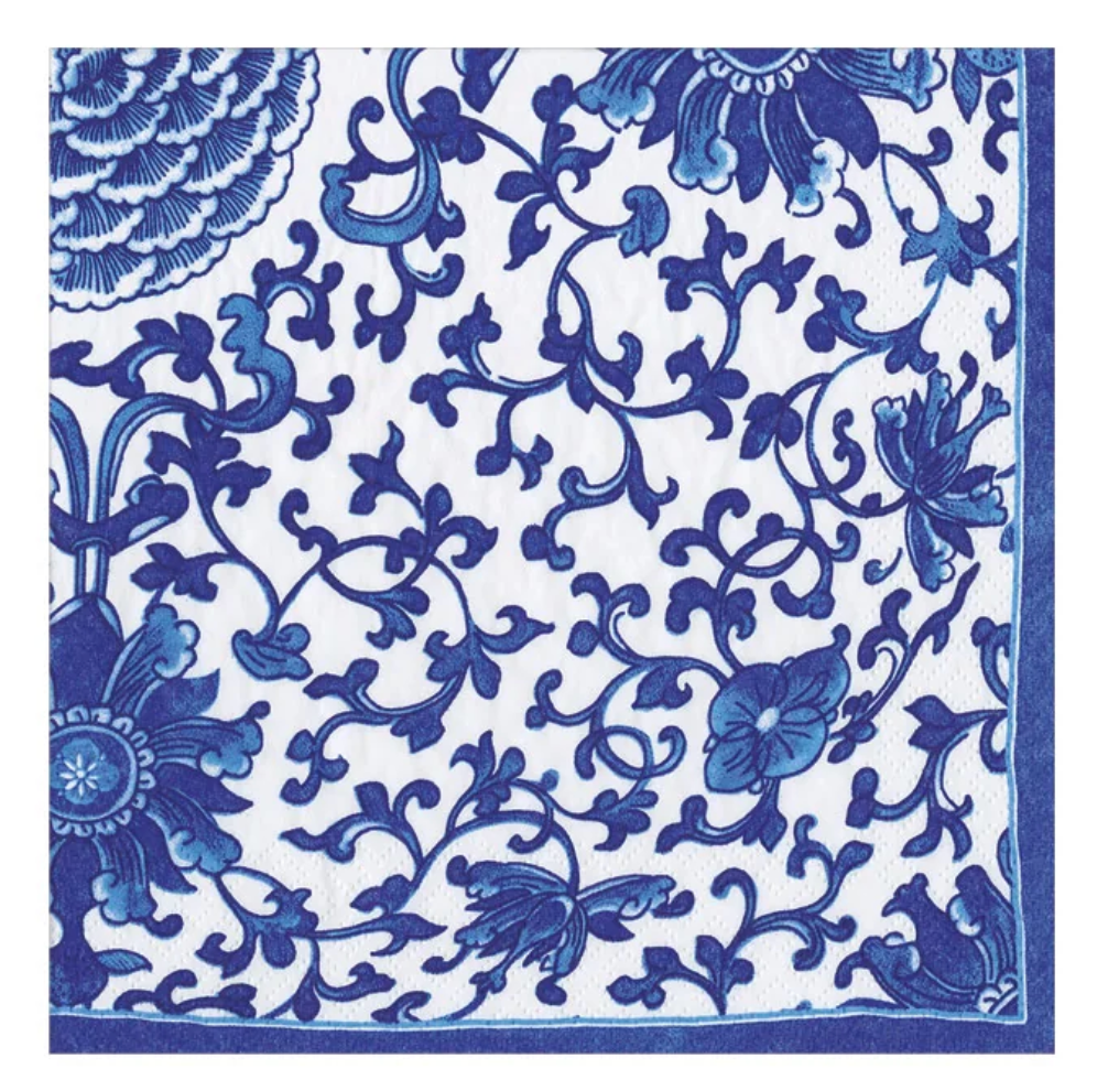 Caspari Indigo Garden Blue & White Paper Napkin