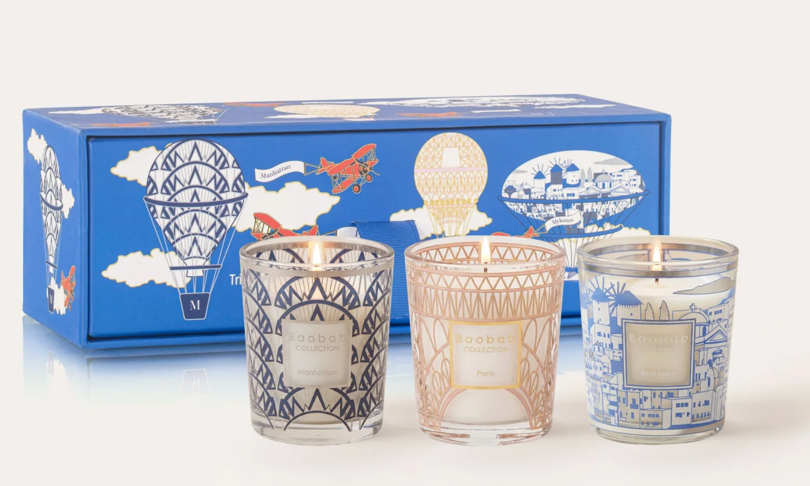 Baobab Trio Travel Candles Manhattan - Paris - Mykonos