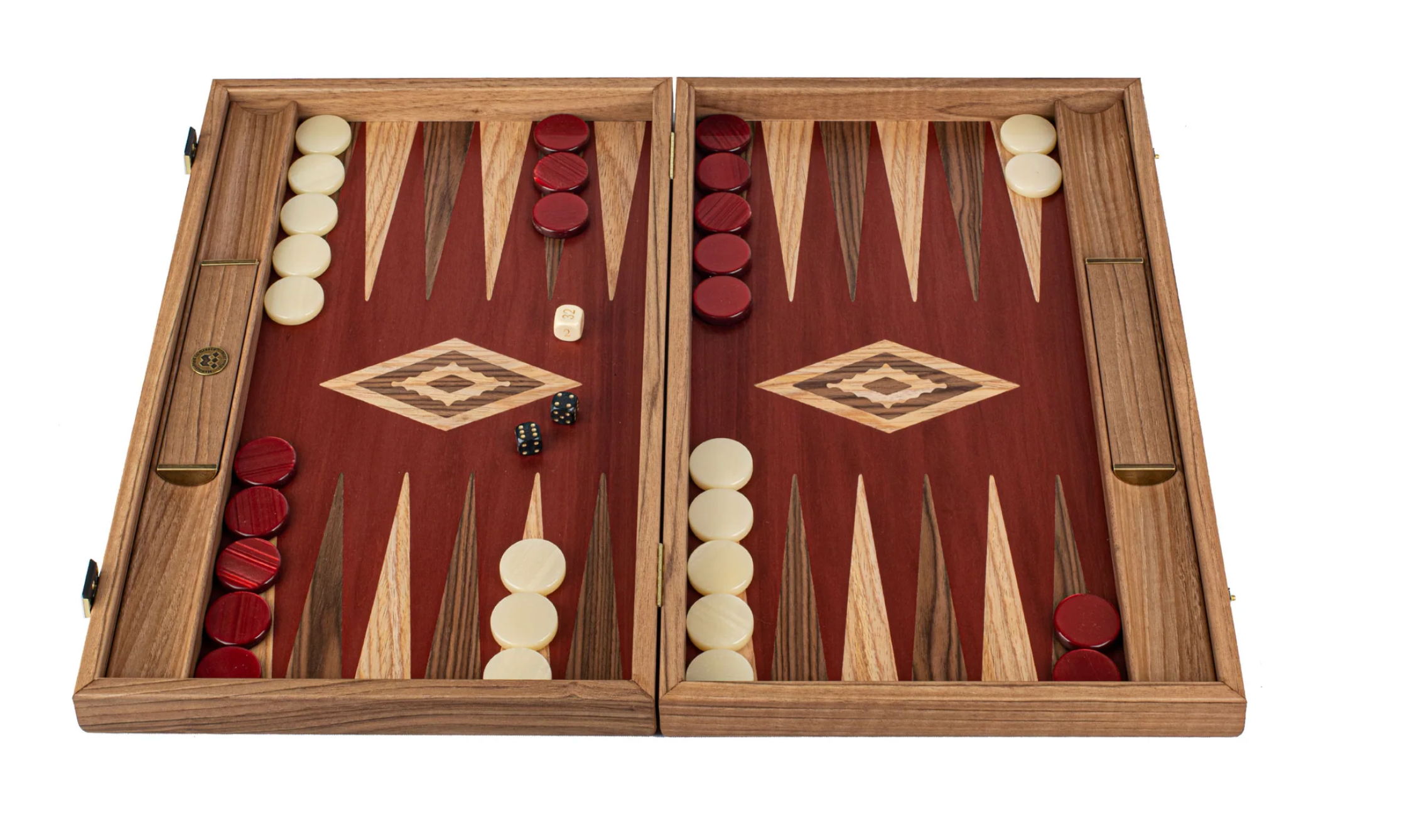Manopoulos Premium Handcrafted Walnut with Red Oak Backgammon Set