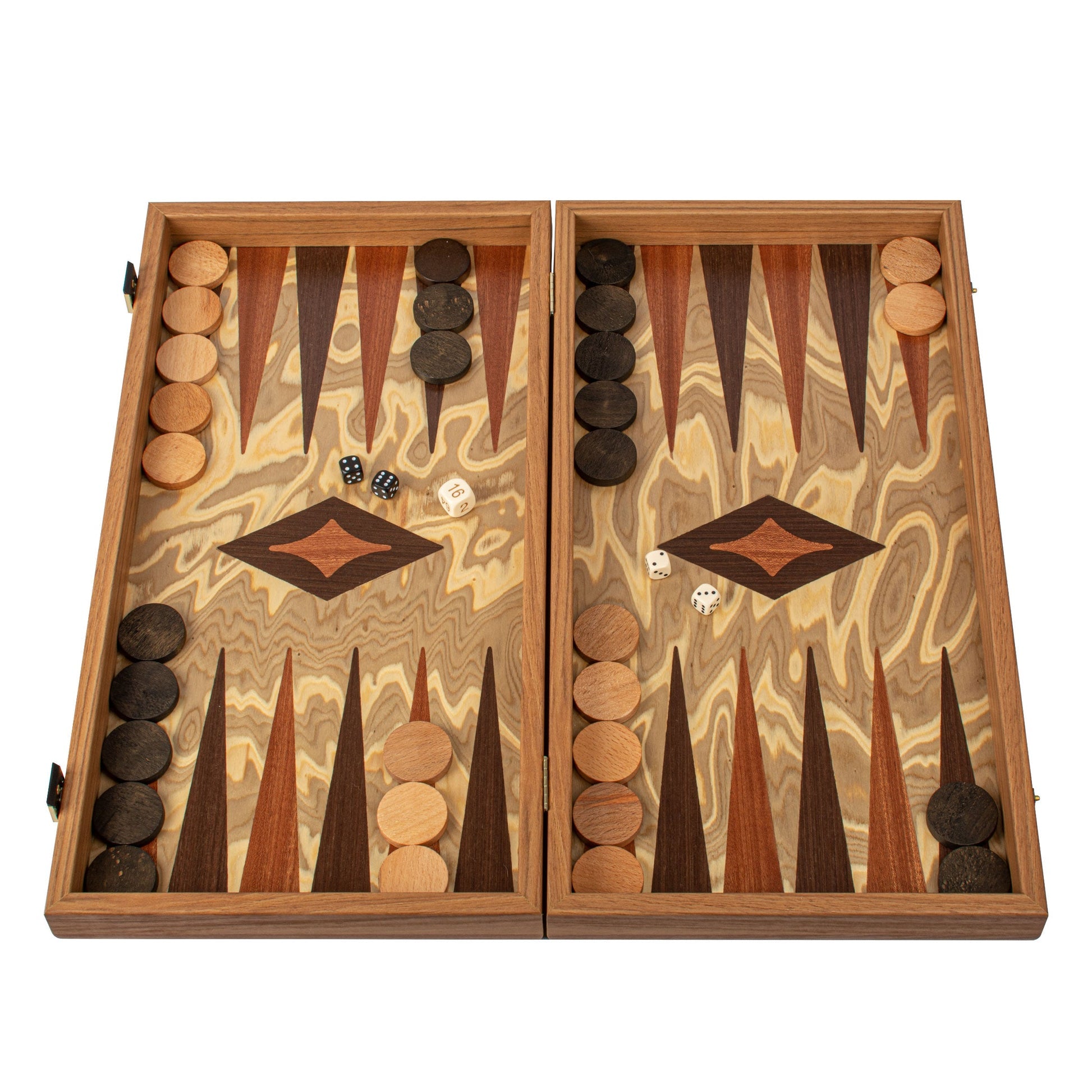Premium Handcrafted Olive Burl Backgammon Set with Olive Wood Checkers