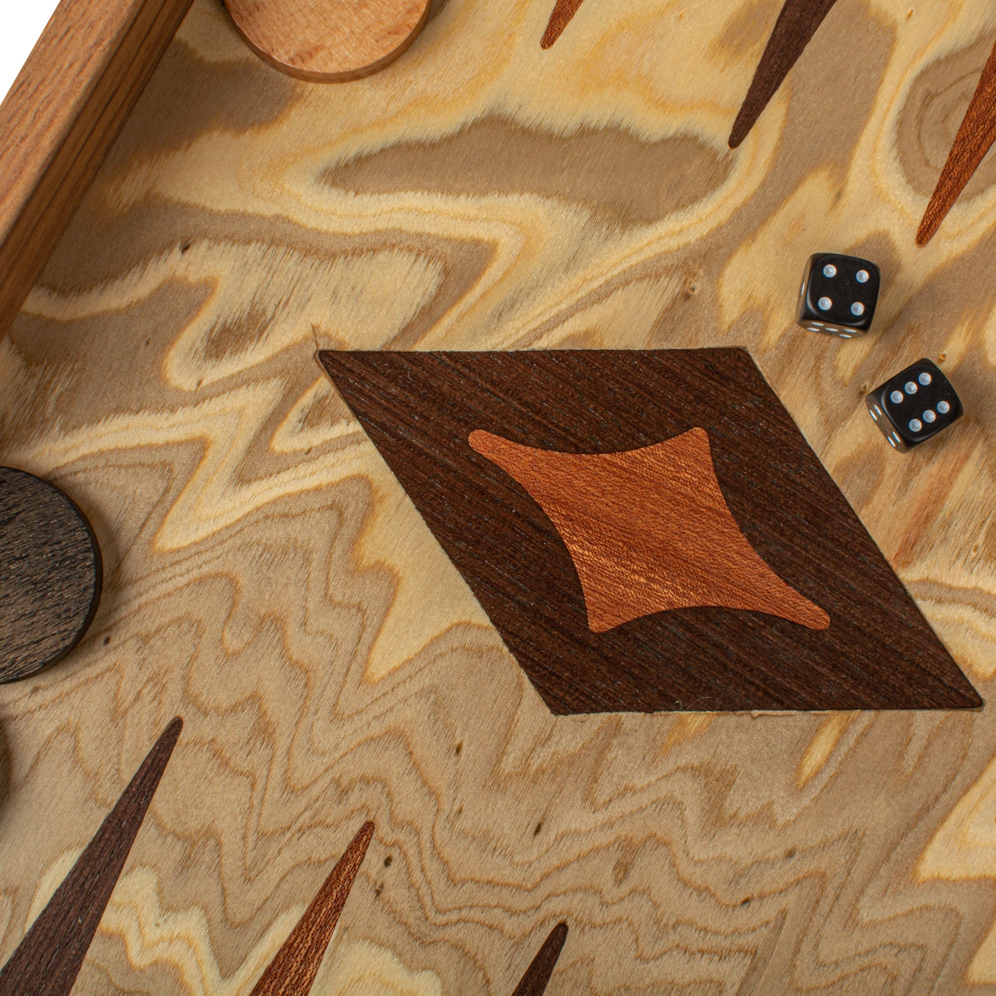 Premium Handcrafted Olive Burl Backgammon Set with Olive Wood Checkers