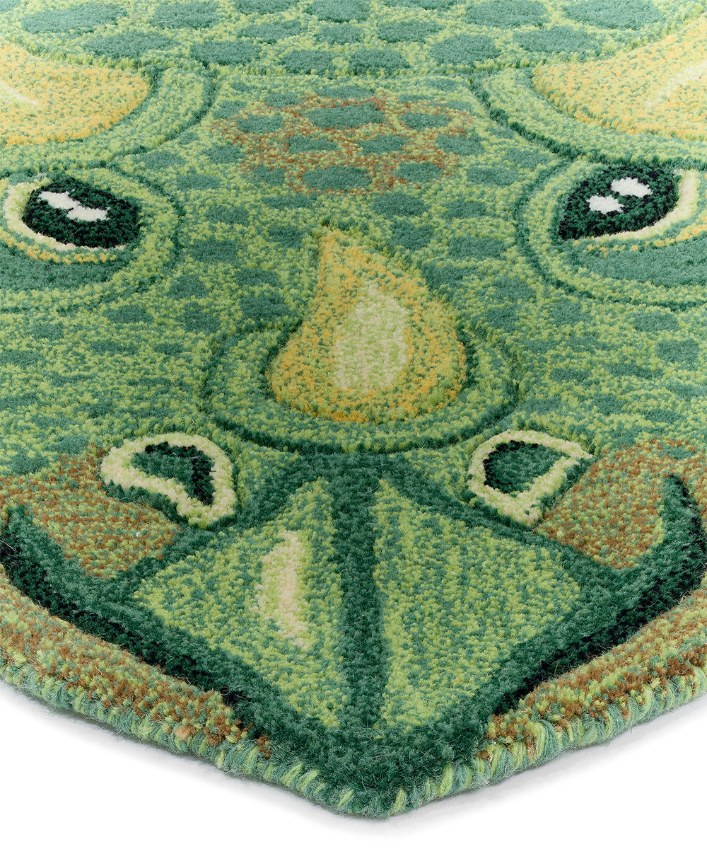 Hand-Tufted Triceratop Head Rug