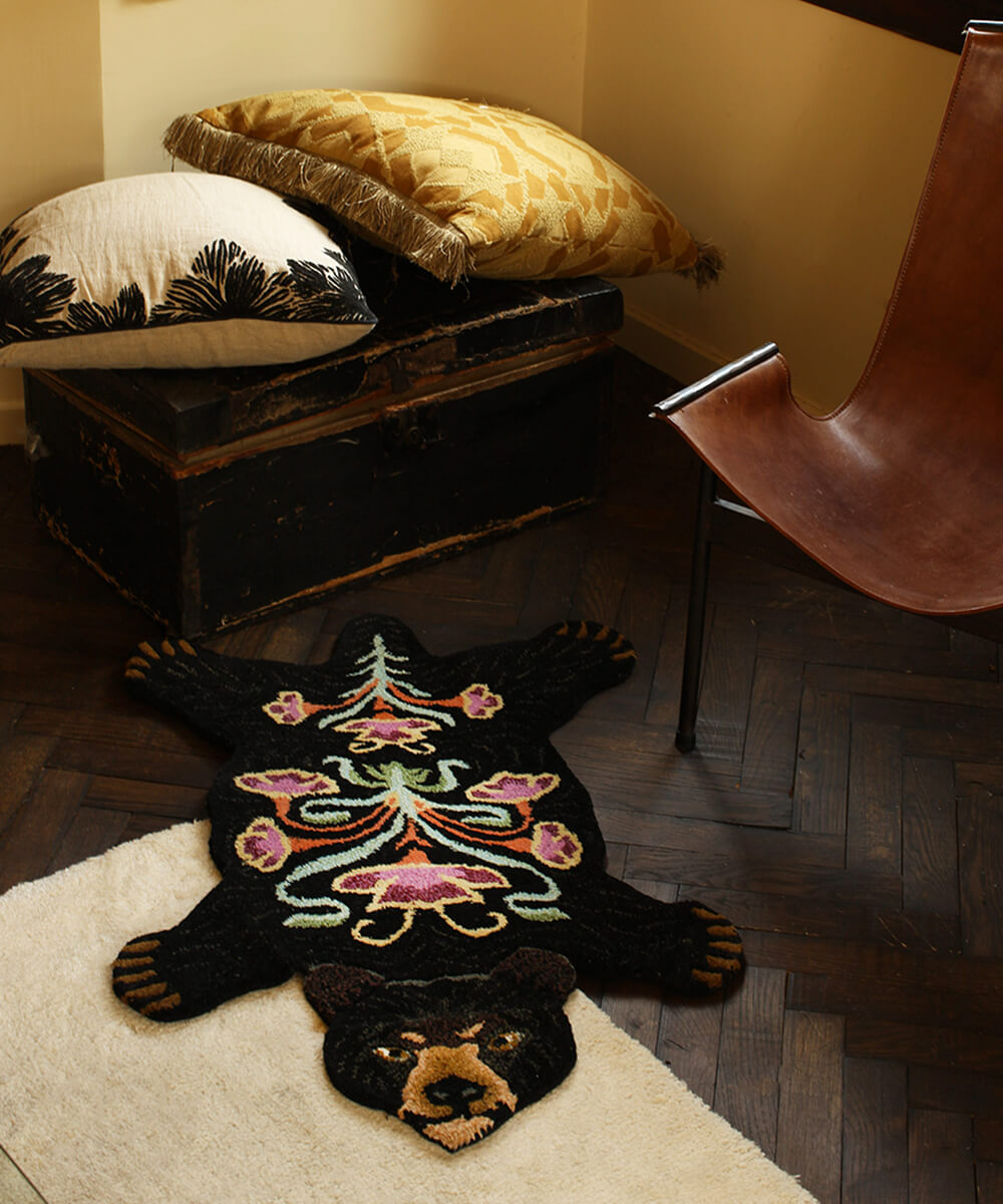 Hand-Tufted Blooming Black Bear Rug