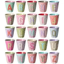 Alphabet Melamine Flower Cups (Pink)