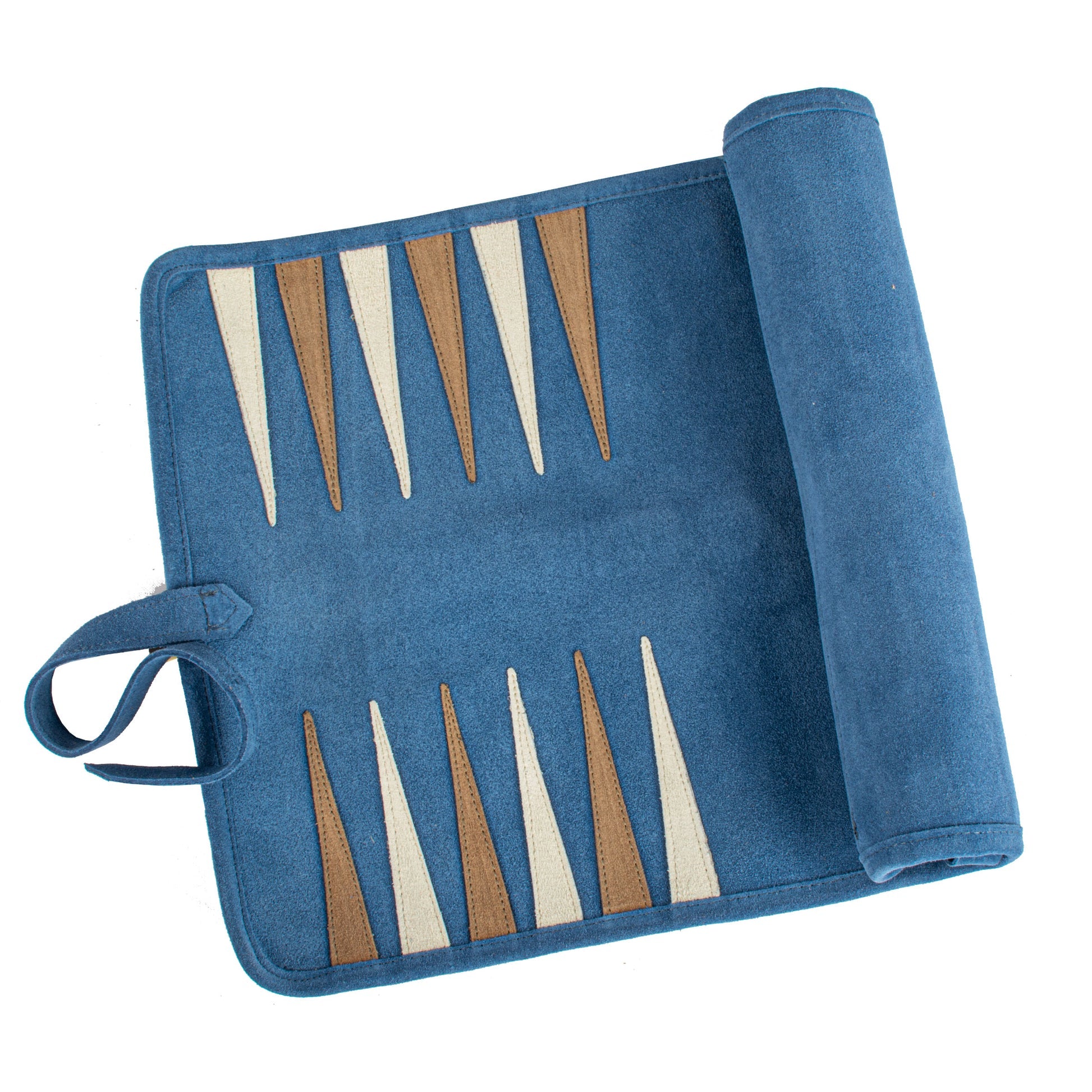 Premium Handcrafted Suede Roll-Up Backgammon Set