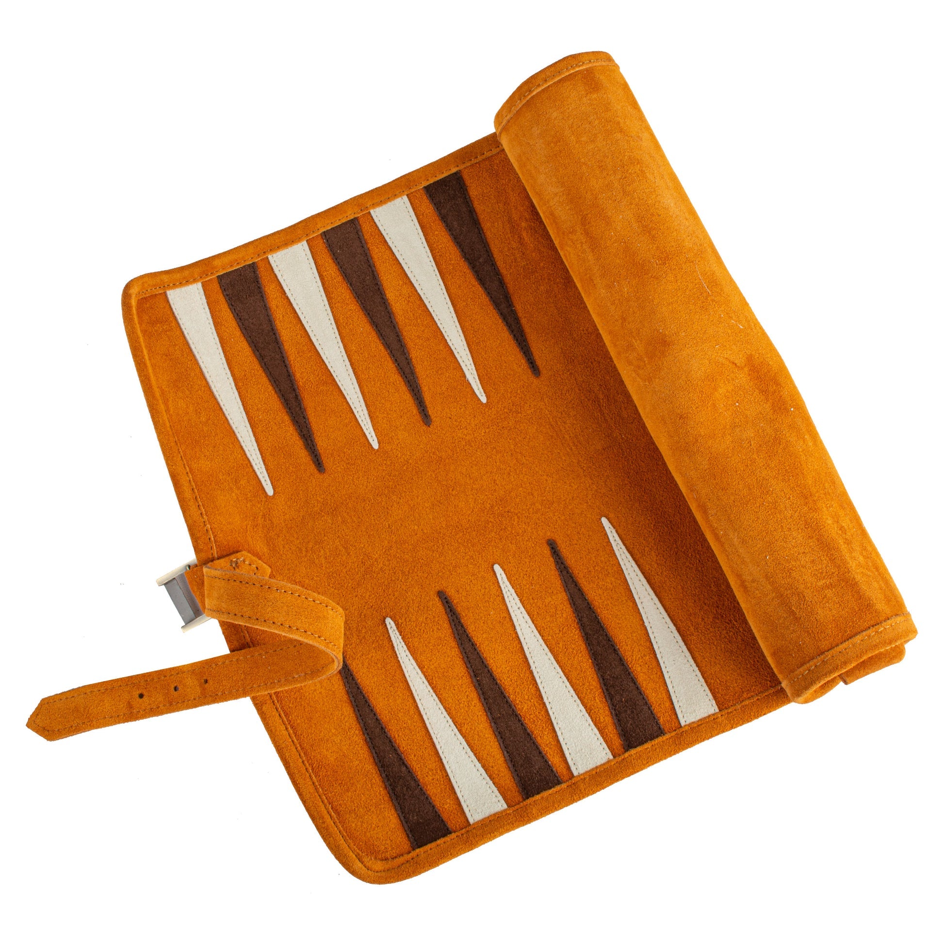Premium Handcrafted Suede Roll-Up Backgammon Set