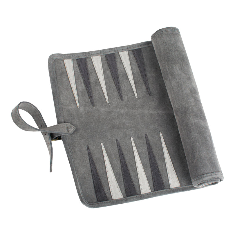 Premium Handcrafted Suede Roll-Up Backgammon Set