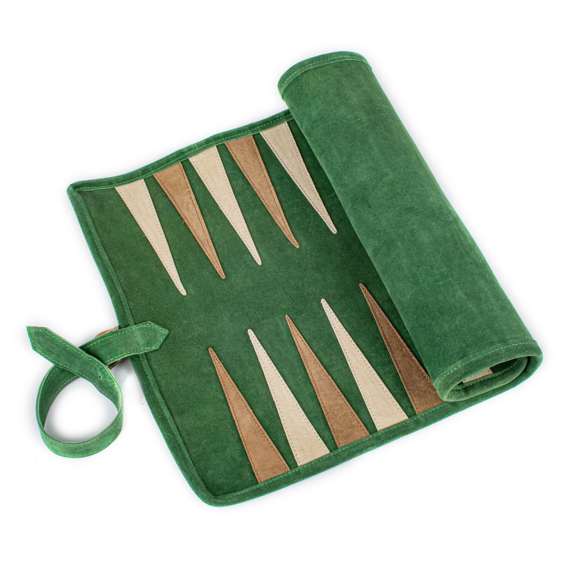 Premium Handcrafted Suede Roll-Up Backgammon Set