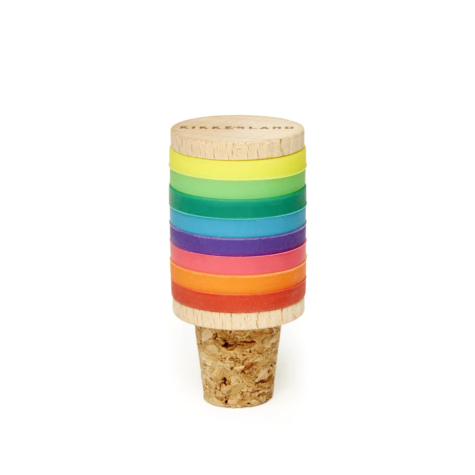 Rainbow Wine Rings & Stopper (Set of 8)