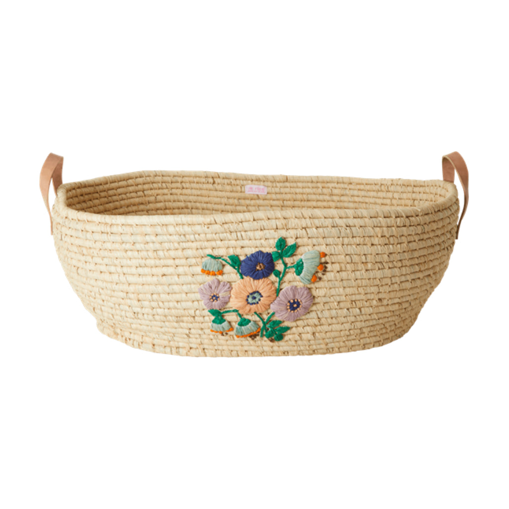 Oval Raffia Basket with Flowers