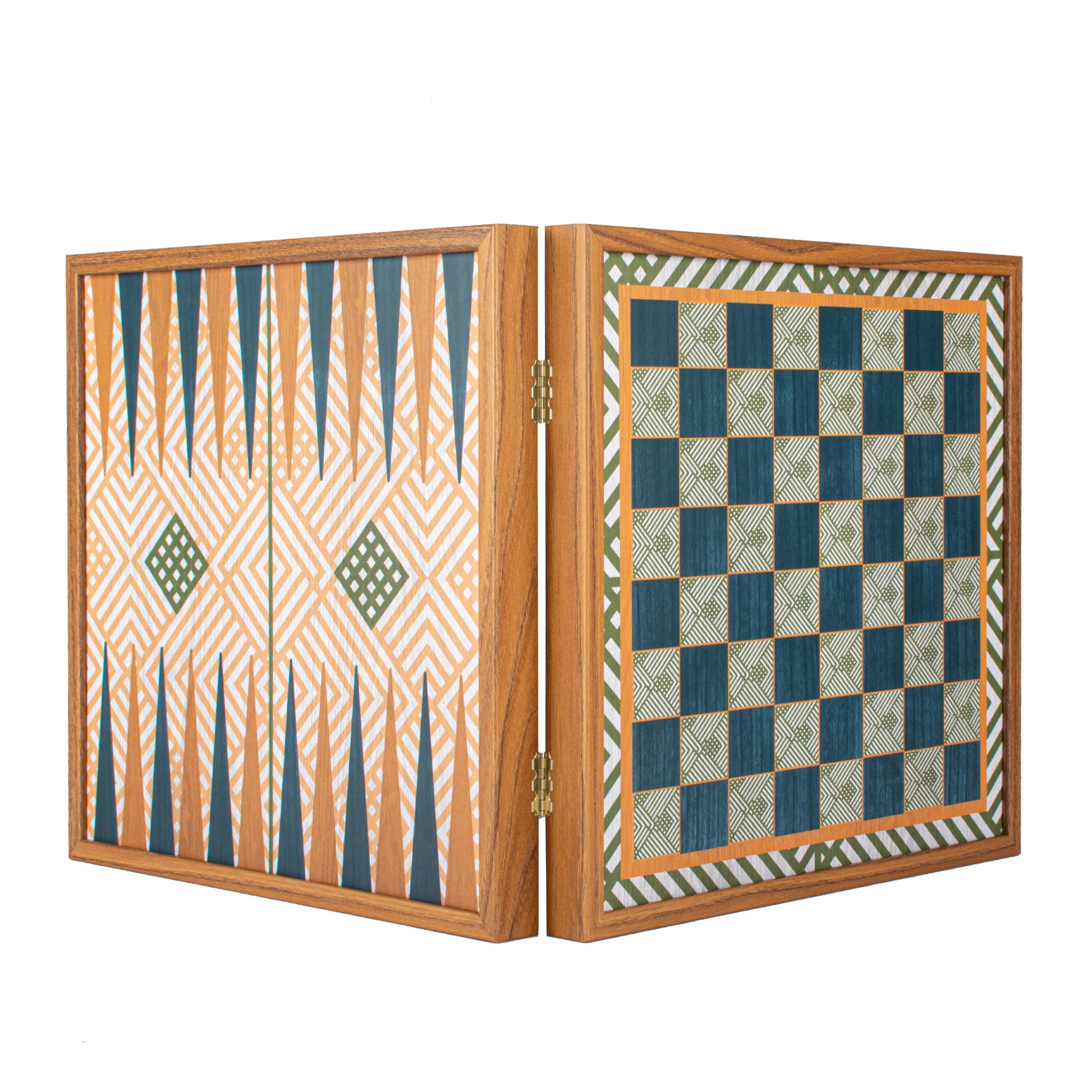Retro Design 4-in-1 Combo Game Set: Chess, Backgammon, Ludo & Snakes
