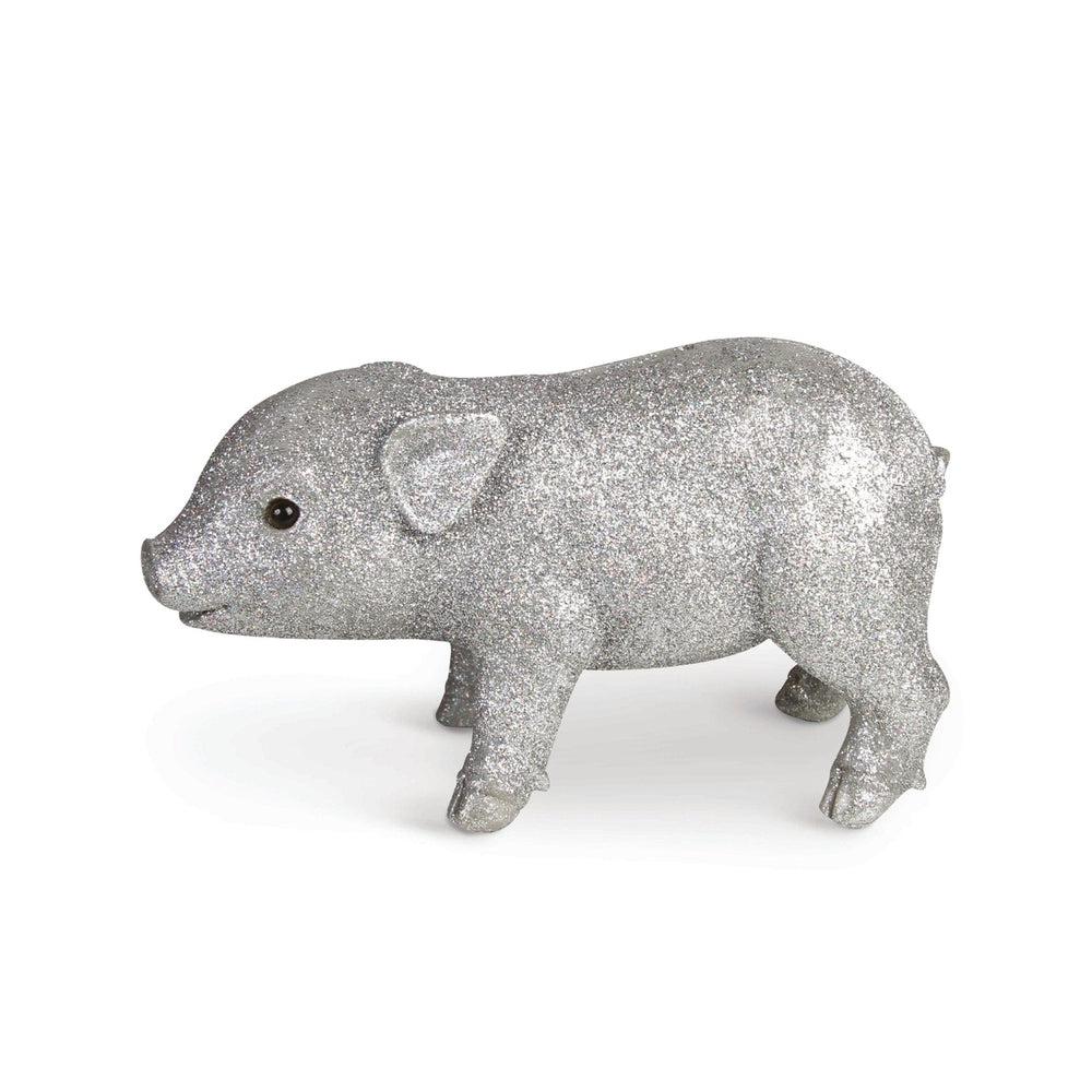 Silver Glitter Pig Coinbank